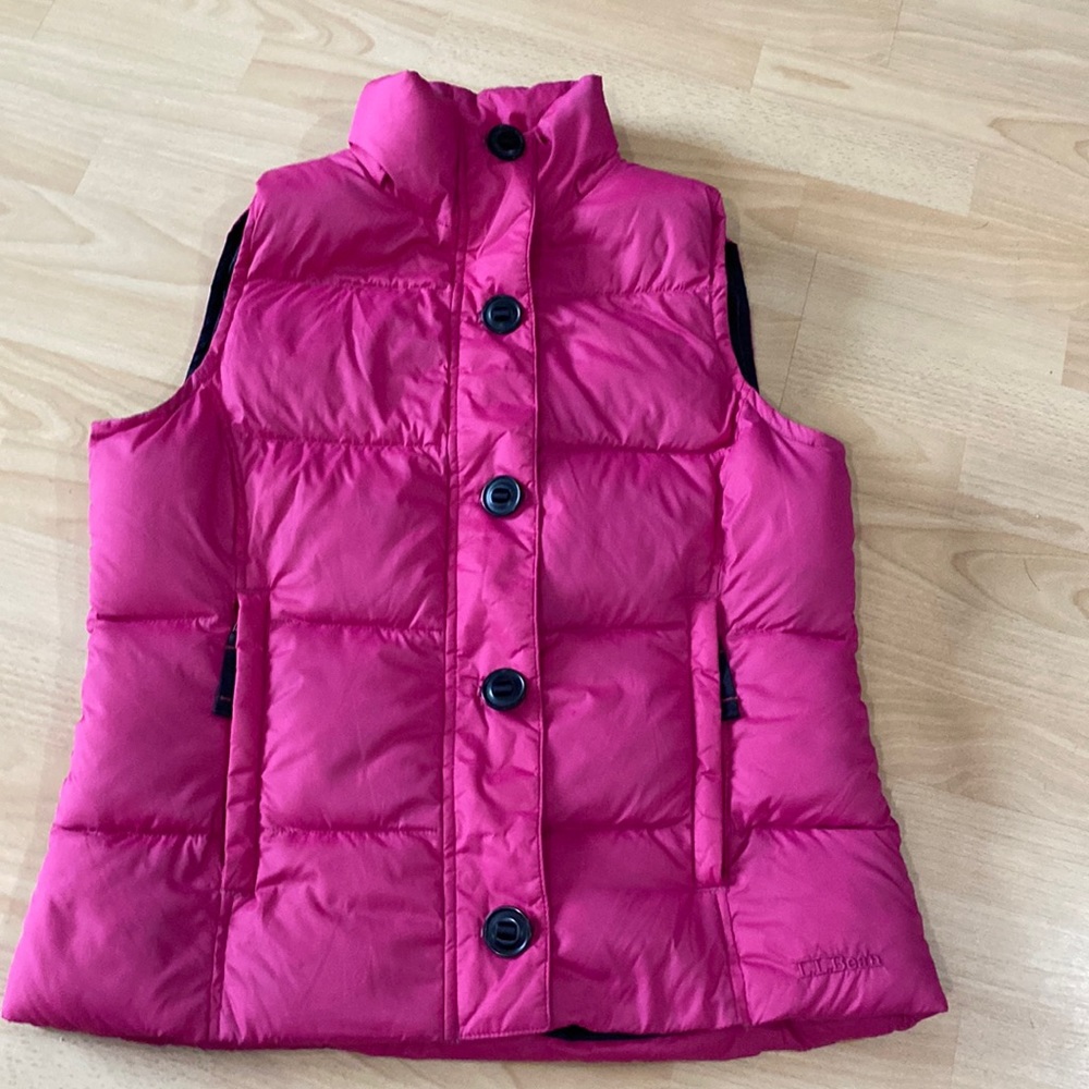 L.L. Bean Magenta Goose Down Puffer Vest